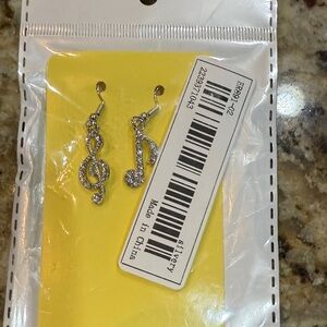 Silver Treble Clef and Note Earrings